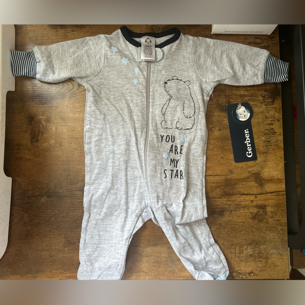 Gerber Gray Footie with Bear Design